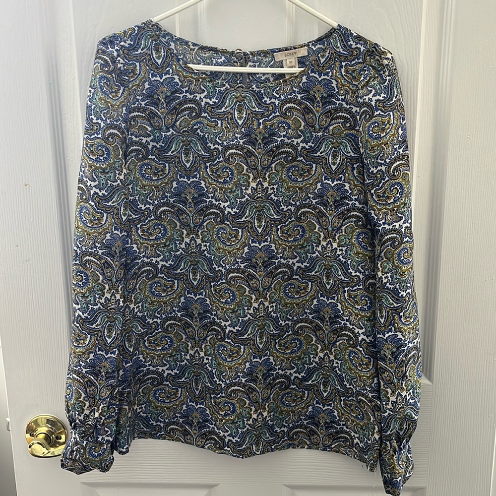 J.Crew Silk Blouse, Paisley Print , Size 00